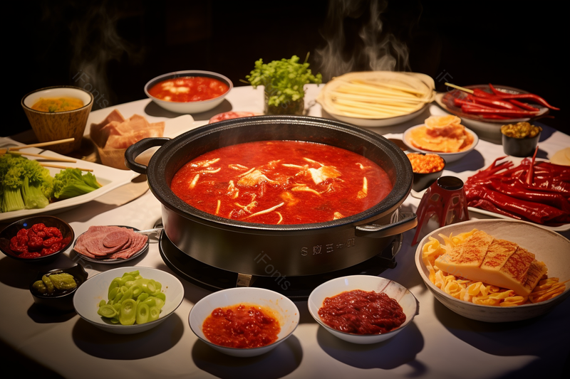 麻辣红油火锅和各种美味的菜系,高清,摄影图,摄影图片,图片大全,摄影图免费下载